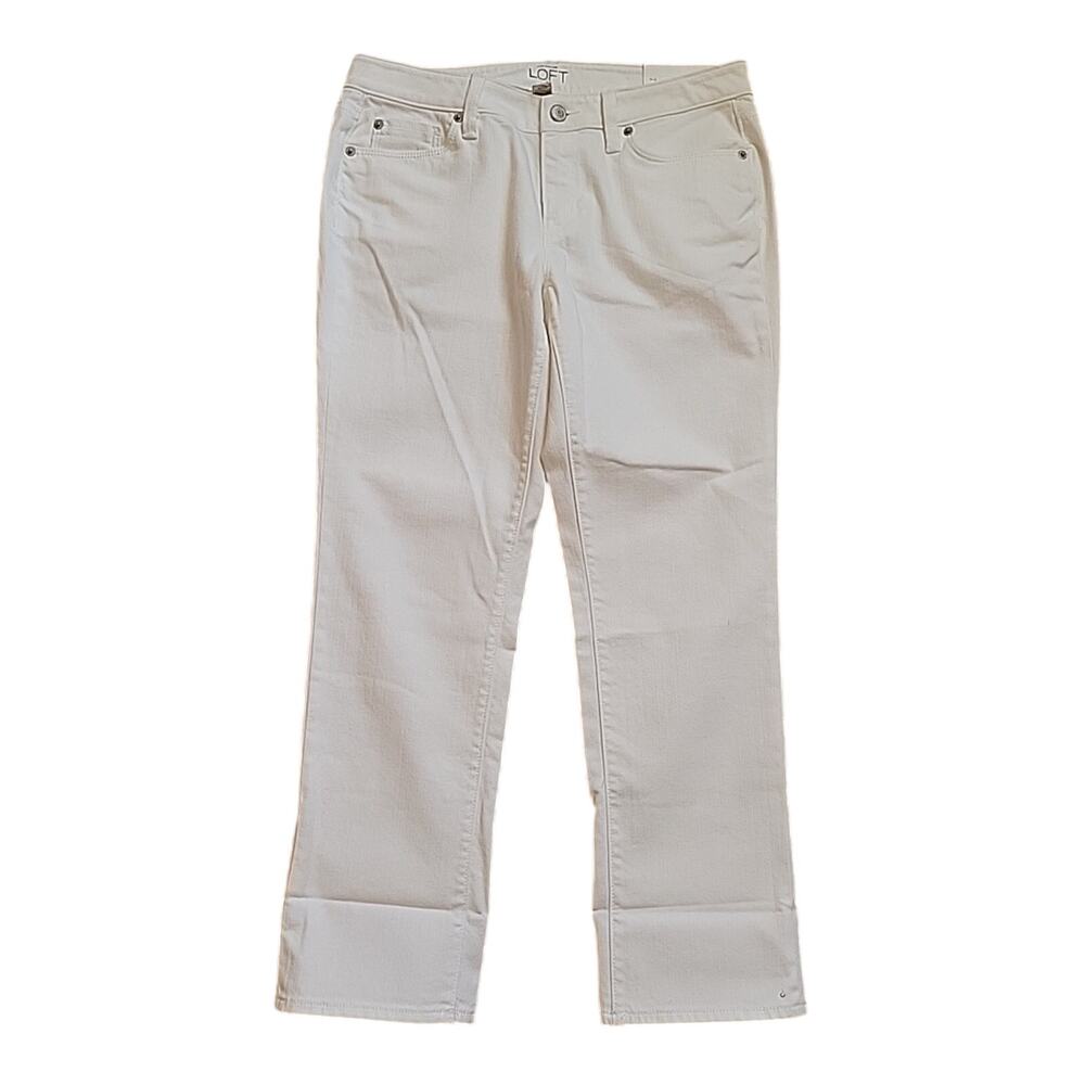NWT Ann Taylor LOFT Crop Jeans Women 8P White Modern Stretch Pocket Denim
